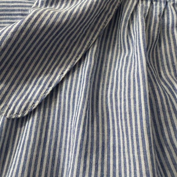 Woman’s J. Crew Lightweight Cotton Blue/White Striped Casual 3/4 Button Down. - Picture 8 of 14
